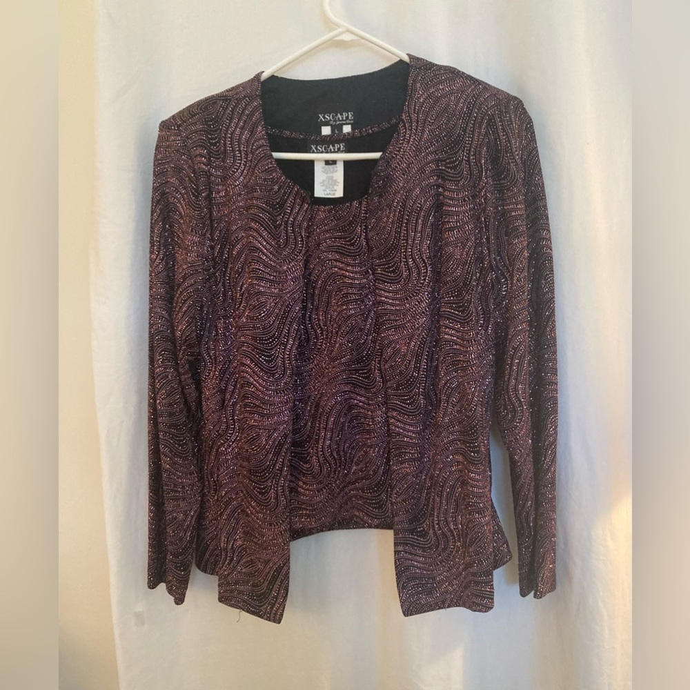 Xscape Joanna Chen Formal 2pc. Rose Gold Beaded Formal Top Sparkly Size L